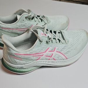 Asics White and Pink Athletic Shoes for Running